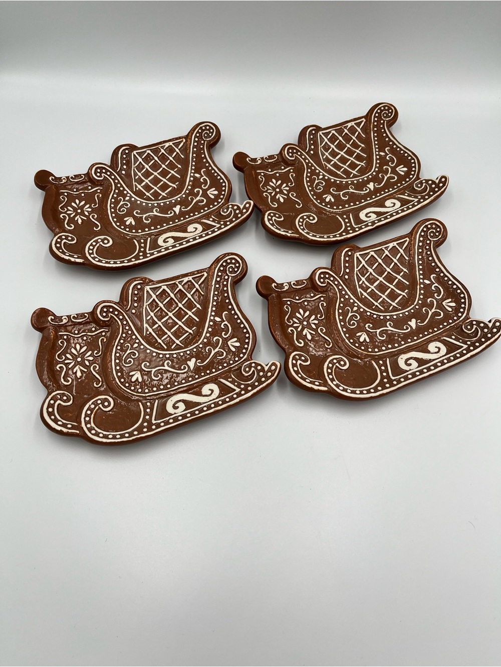 Pottery Barn Gingerbread Appetizer Plates Set of 4 Christmas Holiday